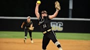 Northwest Rankin Cougars Grace Wallis (14) pitches during game two of the Class 7A MHSAA Softball Championships between Northwest Rankin and Hernando at the University of Southern Miss Softball Complex in Hattiesburg, Miss., on Thursday, May 16.
