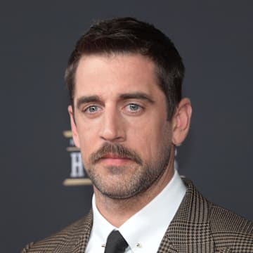 Aaron Rodgers during red carpet arrivals.